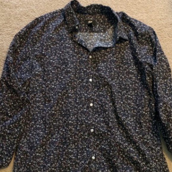 H&M Shirts | H&M Floral Button Down | Color: Black - Picture 1 of 2